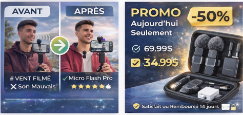 Microphone Lavalier Sans Fil pour Smartphone