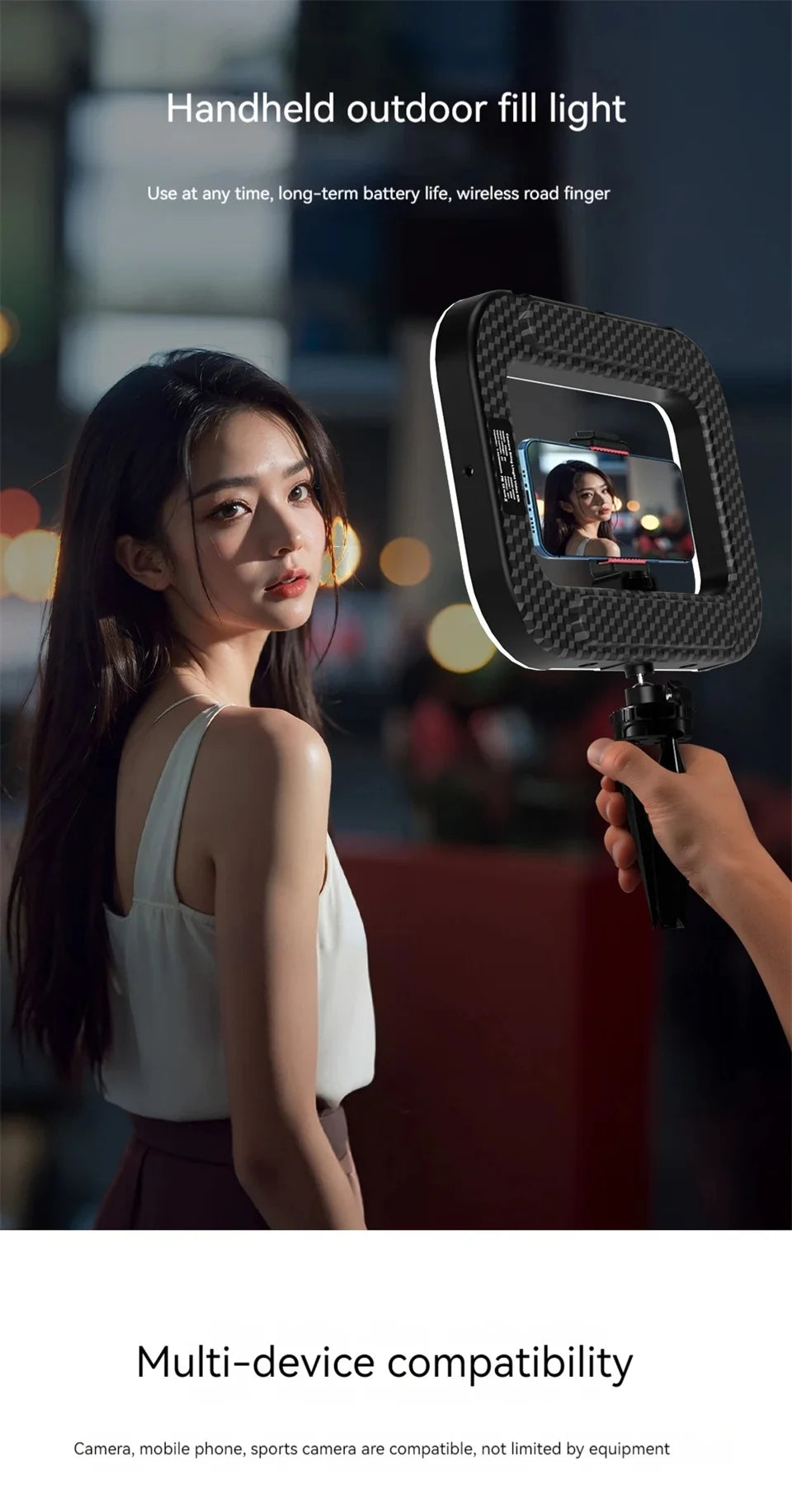 Ring Light LED Portable Rechargeable pour Smartphone – Lumière Selfie pour TikTok, Live et Vidéo