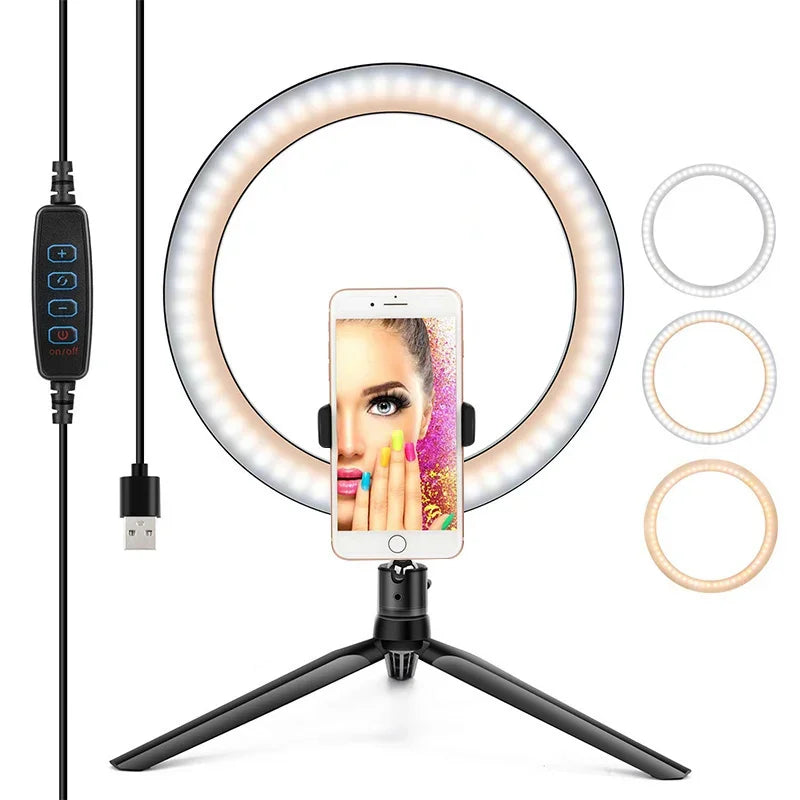 Anneau lumineux LED RGB avec trépied – Ring Light pour selfie, TikTok et vidéo