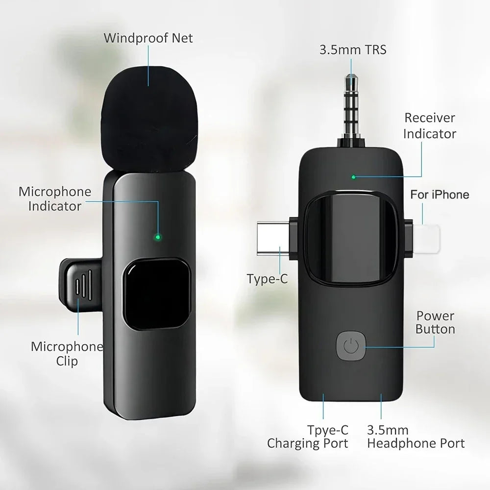 Micro Sans Fil Pro 4-en-1 – Son Clair comme en Studio (iPhone & Android)