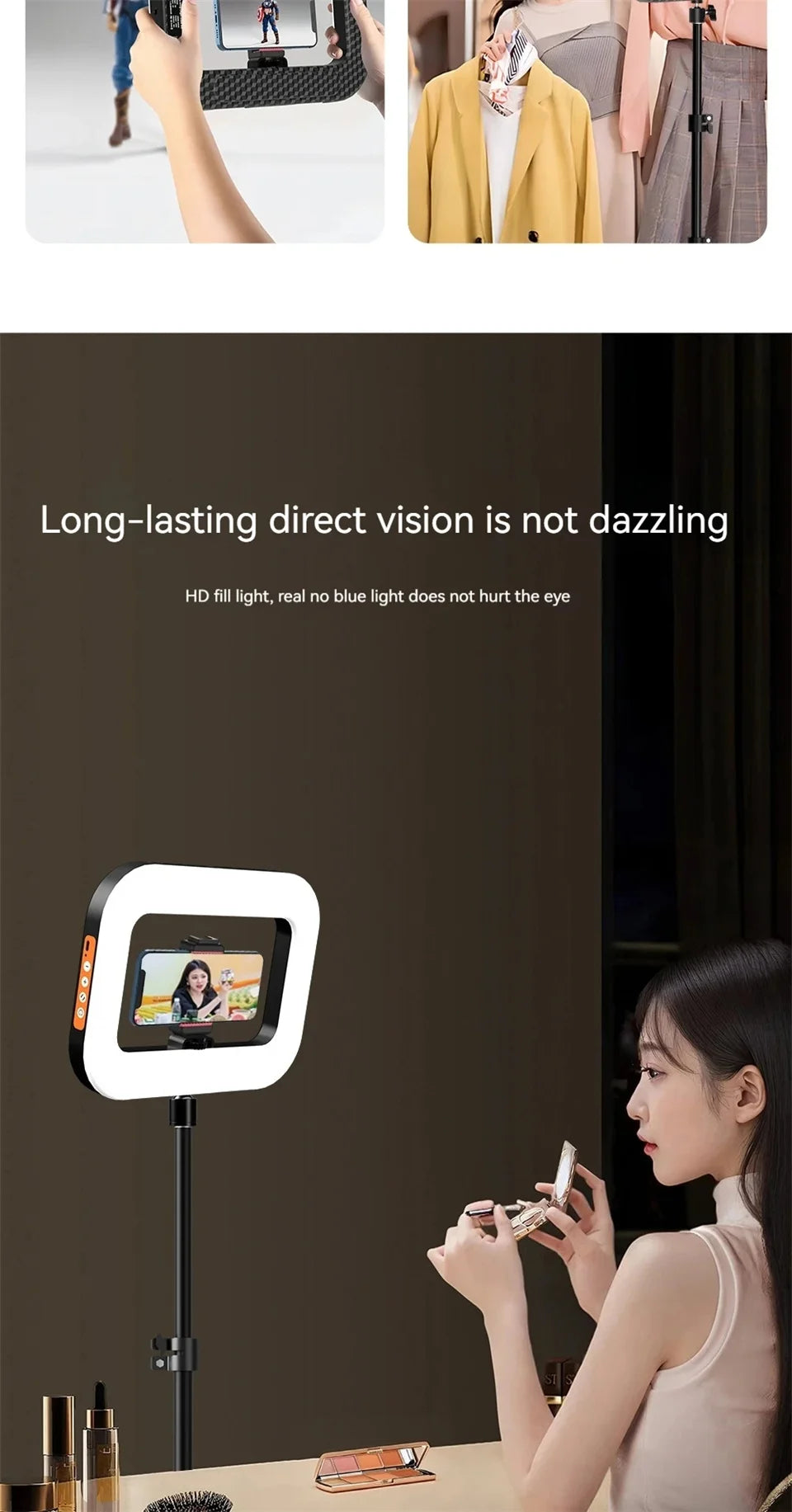 Ring Light LED Portable Rechargeable pour Smartphone – Lumière Selfie pour TikTok, Live et Vidéo