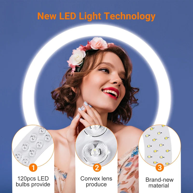 ing Light 18" avec Trépied Réglable – Lumière Studio pour Vlog, Streaming et Selfie