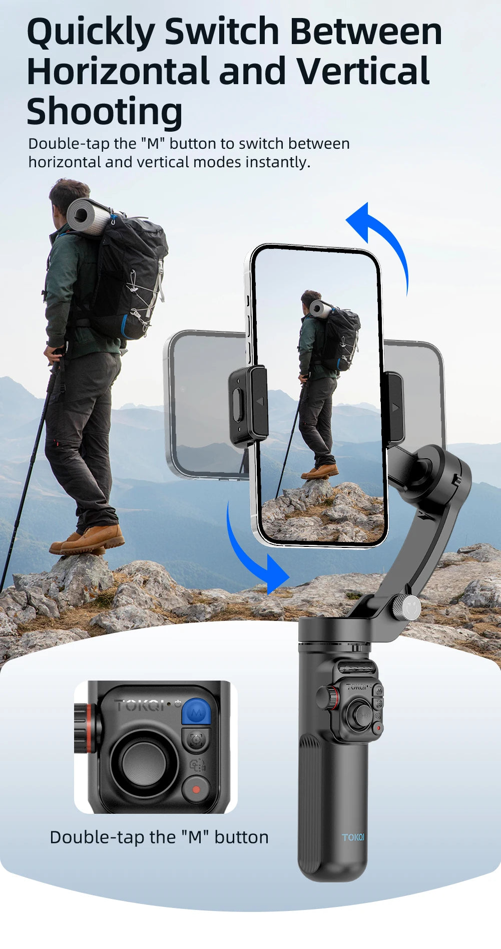 Stabilisateur Gimbal 3 Axes M02 avec Télécommande – Suivi Visage pour iPhone & Android | TikTok Vlog