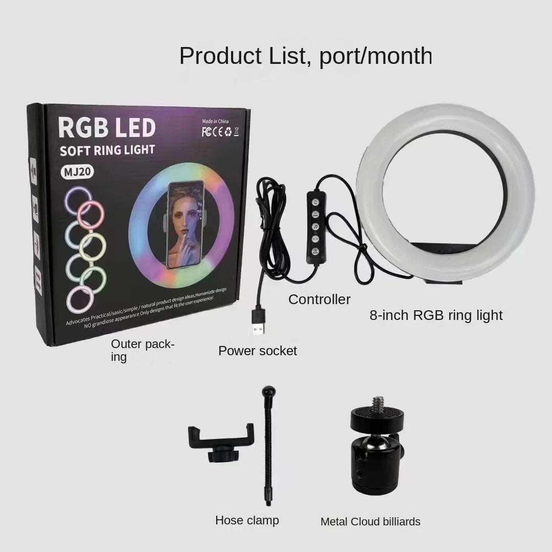 Anneau lumineux LED RGB avec trépied – Ring Light pour selfie, TikTok et vidéo