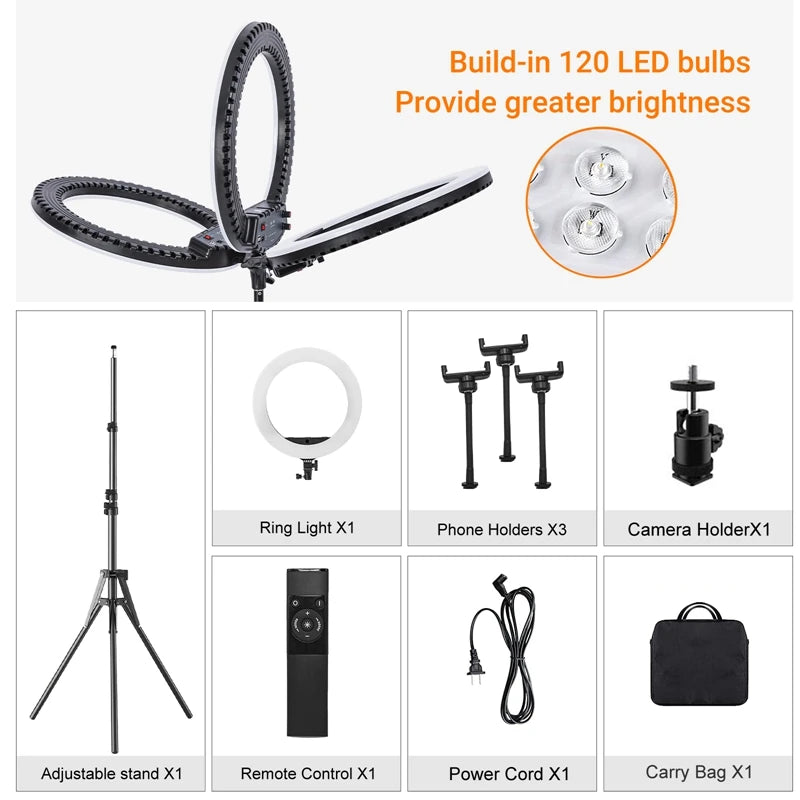 ing Light 18" avec Trépied Réglable – Lumière Studio pour Vlog, Streaming et Selfie