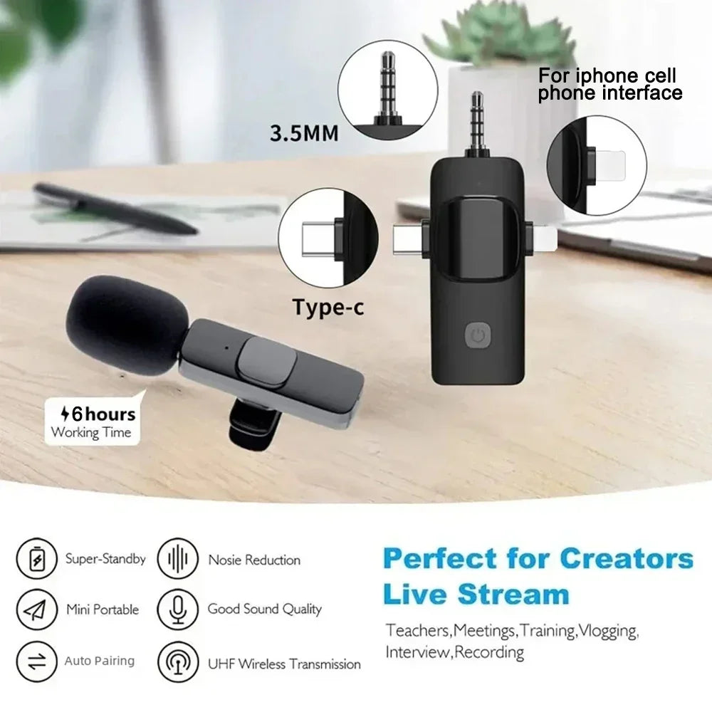 Micro Sans Fil Pro 4-en-1 – Son Clair comme en Studio (iPhone & Android)