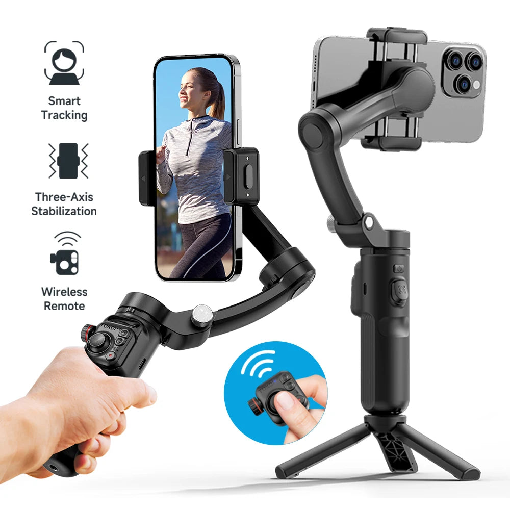 Stabilisateur Gimbal 3 Axes M02 avec Télécommande – Suivi Visage pour iPhone & Android | TikTok Vlog