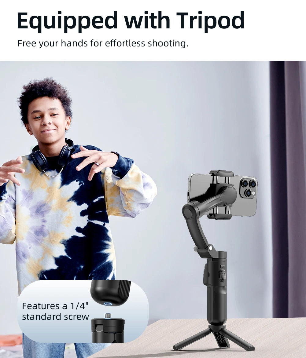 Stabilisateur Gimbal 3 Axes M02 avec Télécommande – Suivi Visage pour iPhone & Android | TikTok Vlog