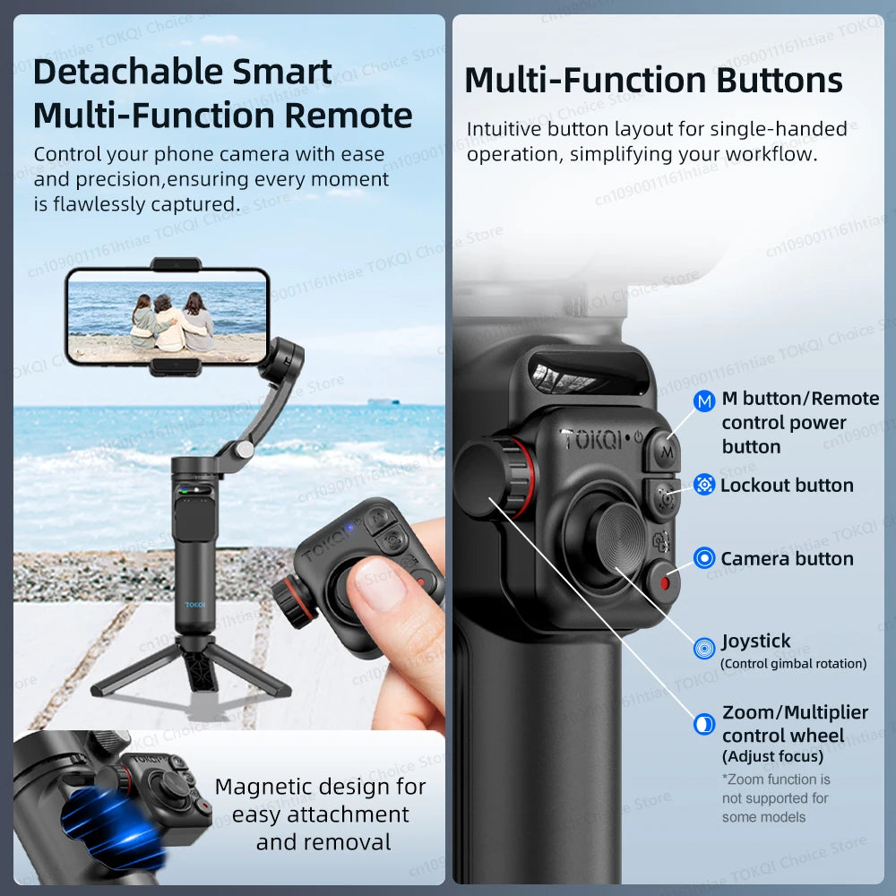 Stabilisateur Gimbal 3 Axes M02 avec Télécommande – Suivi Visage pour iPhone & Android | TikTok Vlog