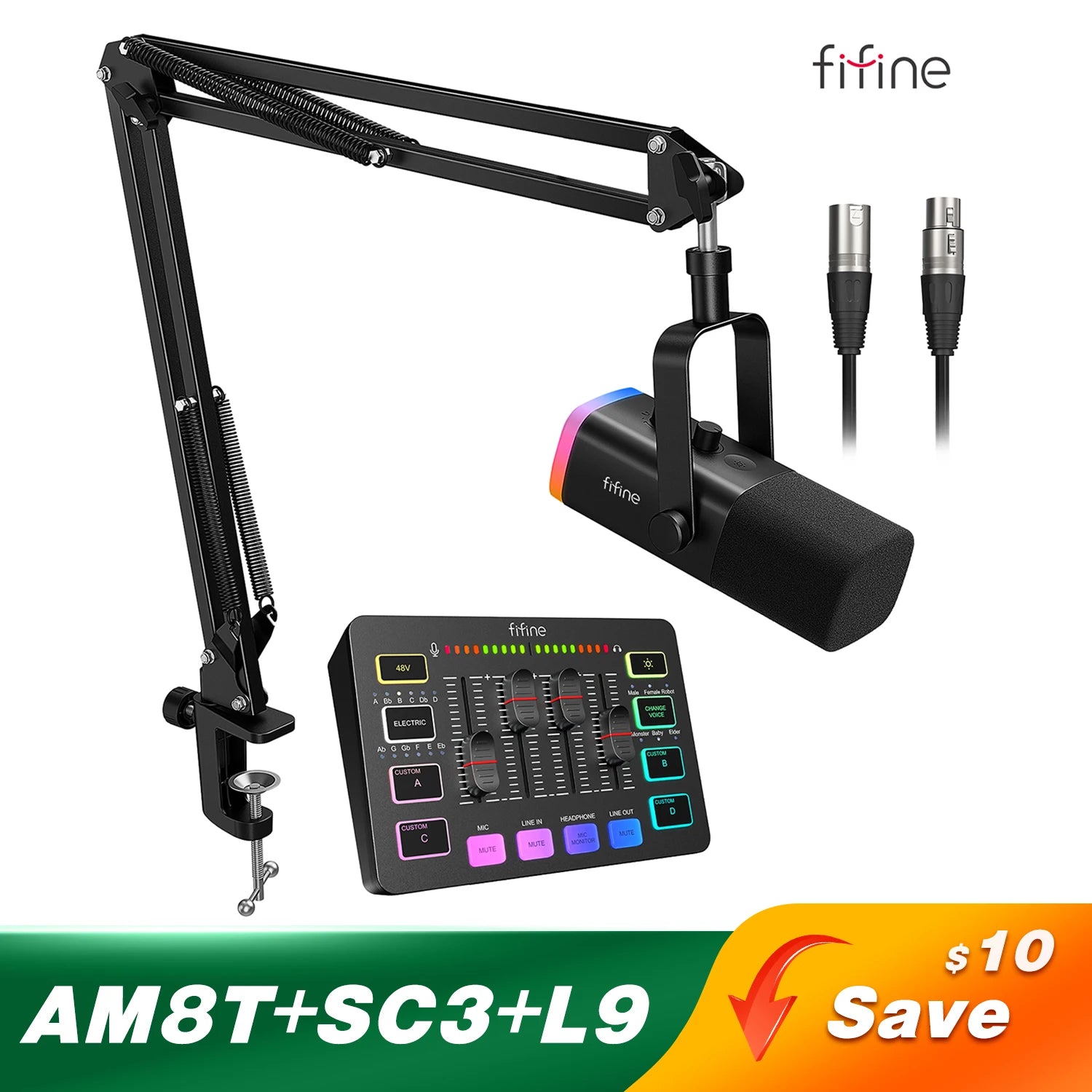 Microphone Gaming FIFINE – Kit complet Streaming & Podcast