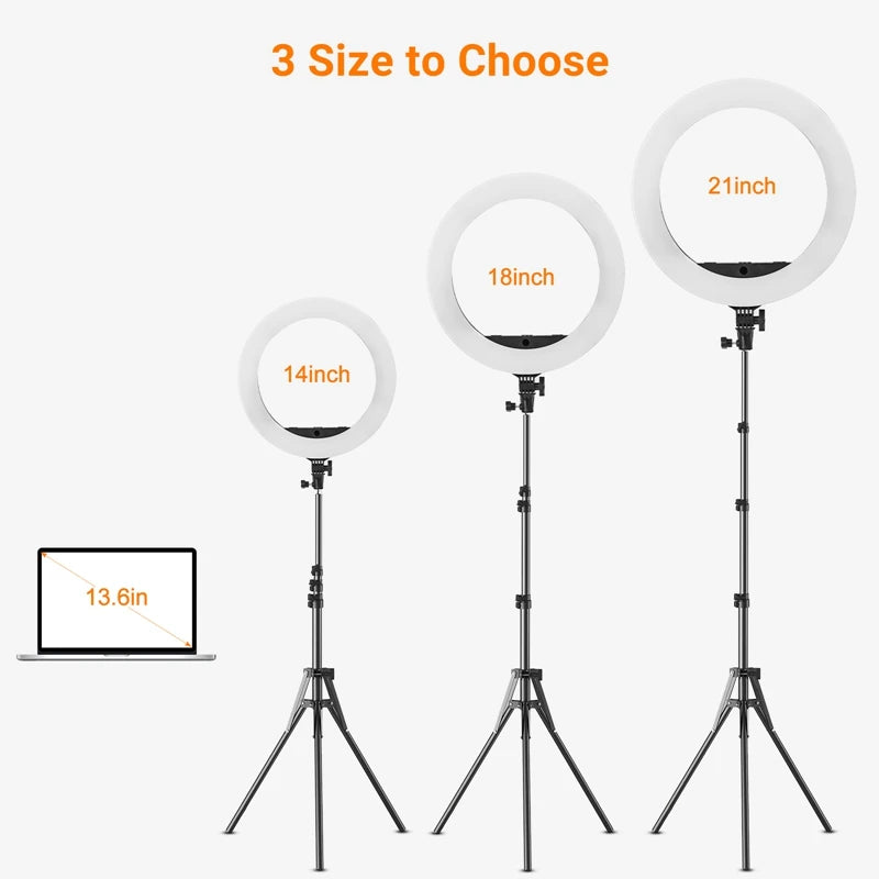 ing Light 18" avec Trépied Réglable – Lumière Studio pour Vlog, Streaming et Selfie