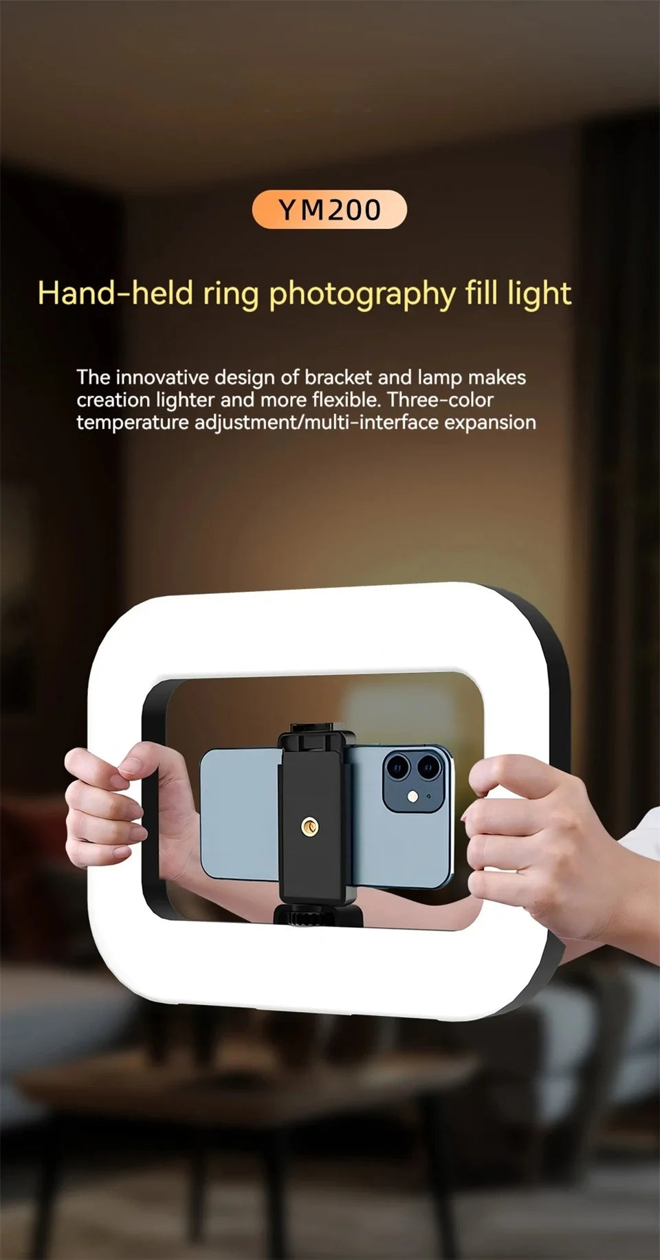 Ring Light LED Portable Rechargeable pour Smartphone – Lumière Selfie pour TikTok, Live et Vidéo