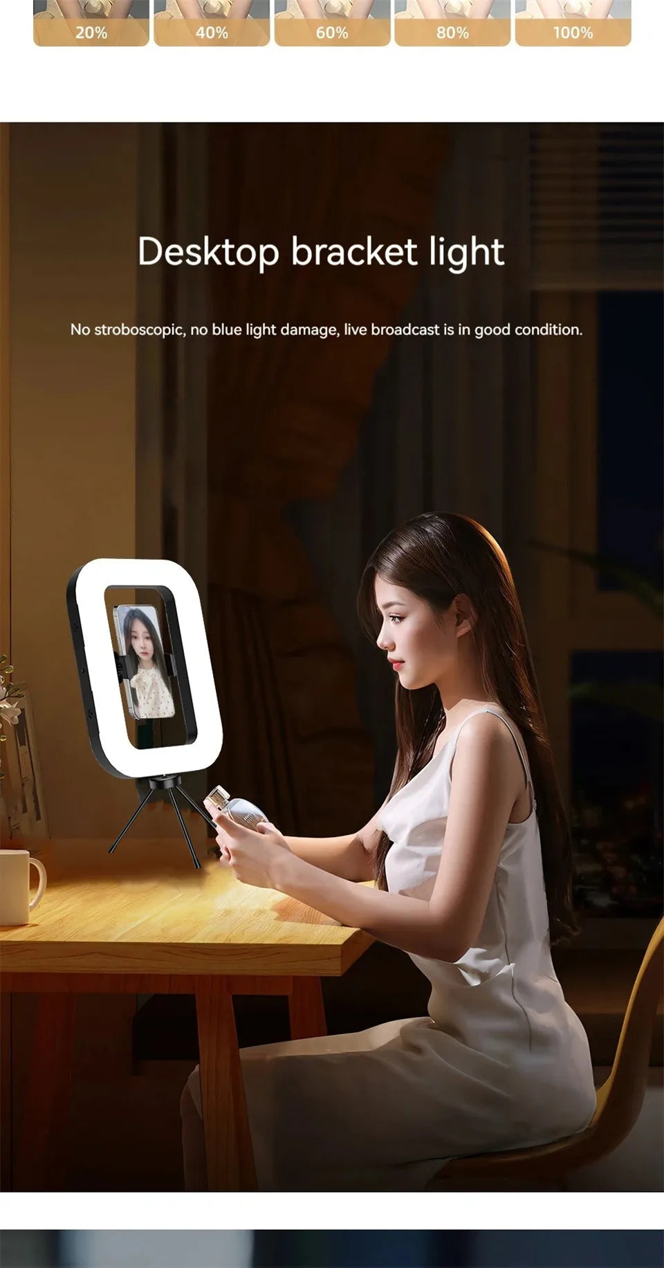 Ring Light LED Portable Rechargeable pour Smartphone – Lumière Selfie pour TikTok, Live et Vidéo