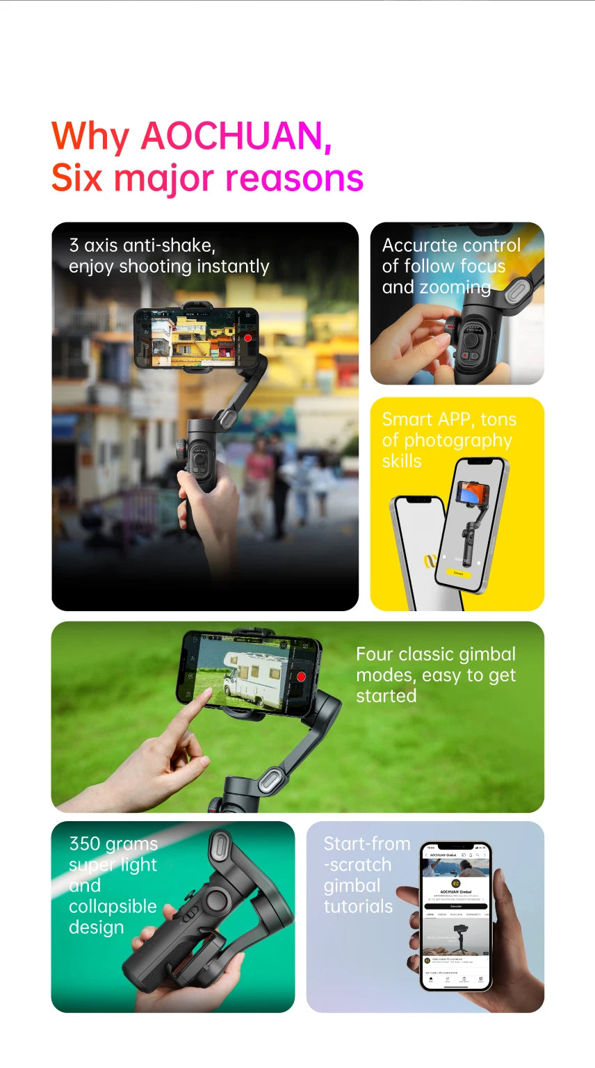 Stabilisateur Gimbal 3 Axes pour Smartphone