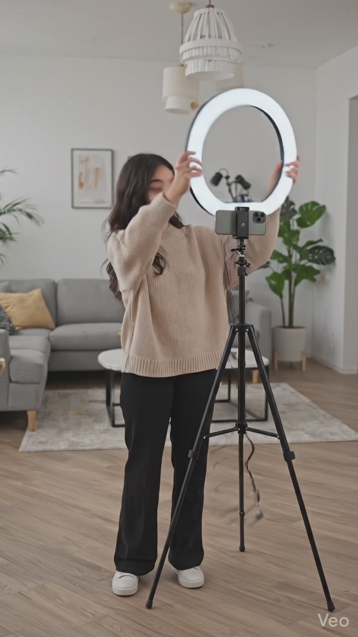 Anneau lumineux LED RGB avec trépied – Ring Light pour selfie, TikTok et vidéo